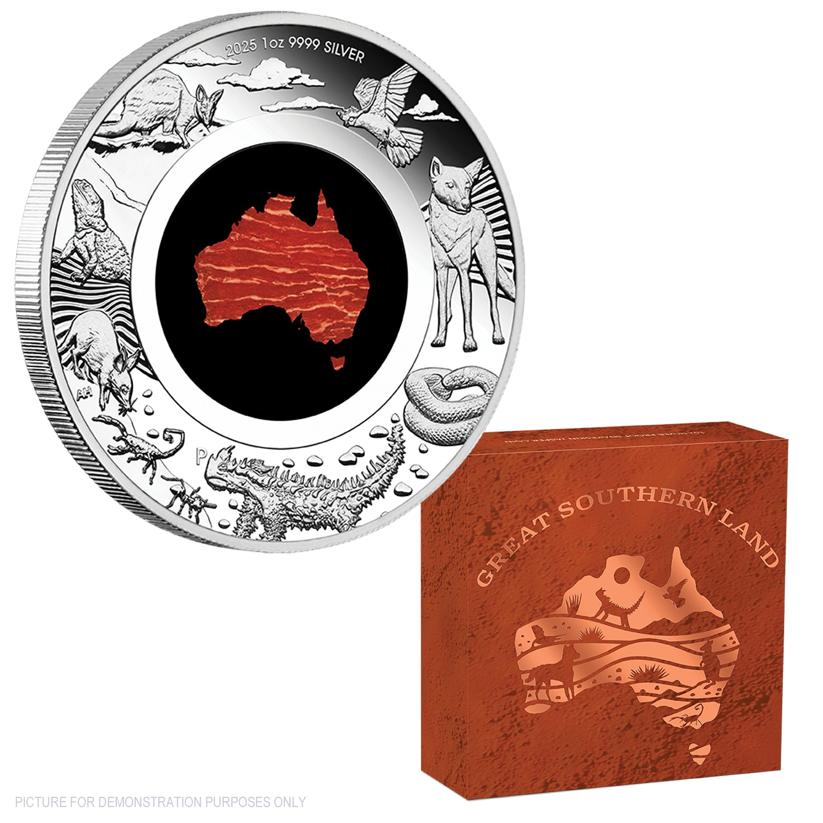 2025 Perth Mint 1oz Silver Proof Snakeskin Jasper Coin - Great Southern Land